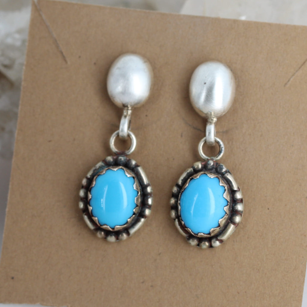 BRILLIANT BLUEBIRD Mine Turquoise Earrings Sterling