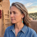 Buffalo Head and Blue Carico Lake Turquoise Earrings Sterling Southwestern