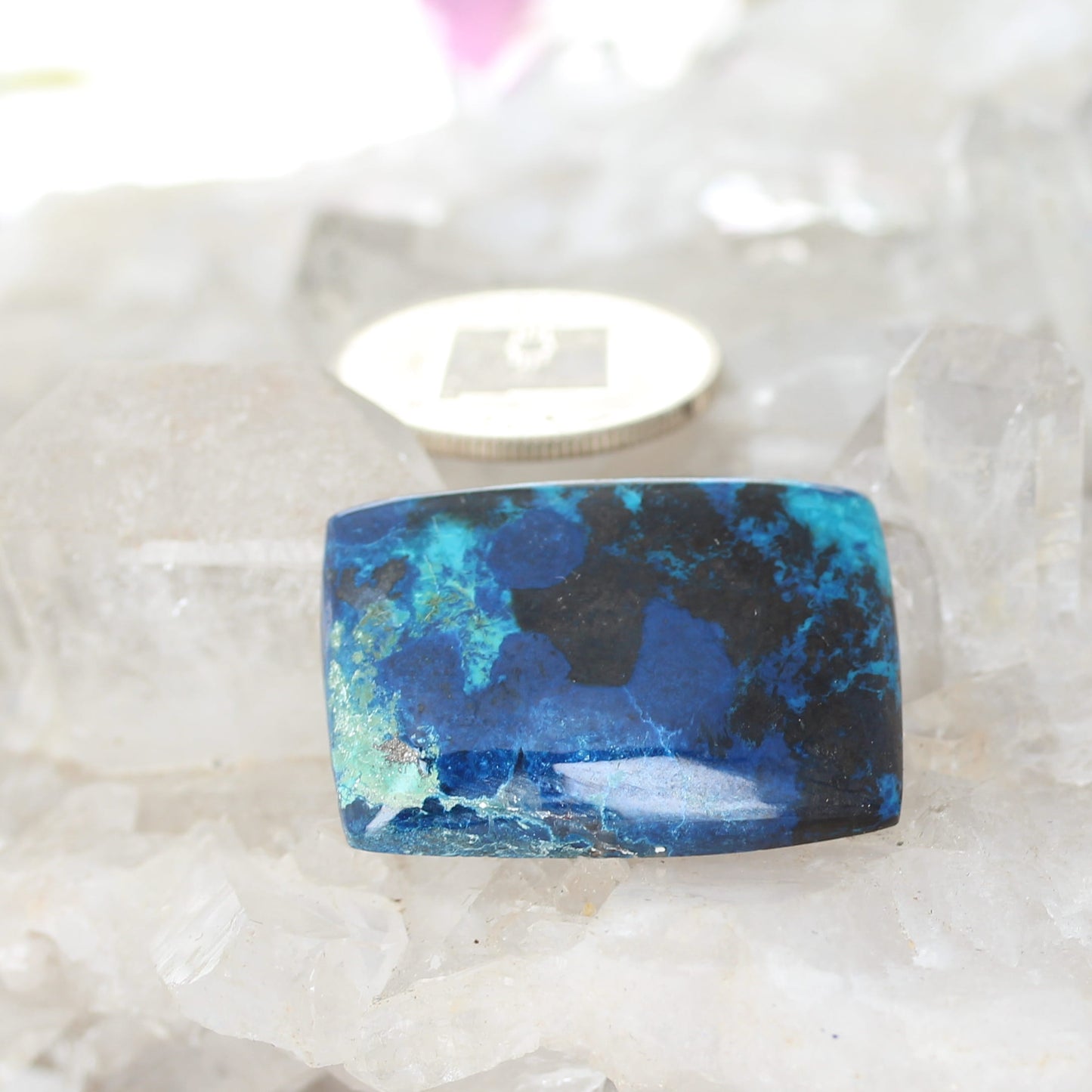 Shattuckite Cabochon Large Cushion Flat Backed 34x24.6mm