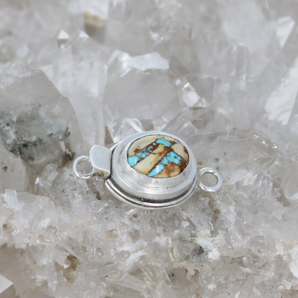 AAA Royston Ribbon Turquoise Clasp Southwestern Design Sterling 12.5x10mm