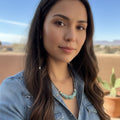 Lone Mountain Turquoise Necklace with Shell Heshi Sterling