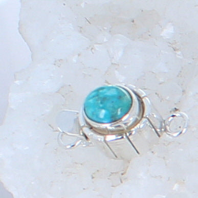 Teal Blue Carico Lake Turquoise Sterling Clasp Southwestern Style 6x8mm -NewWorldGems
