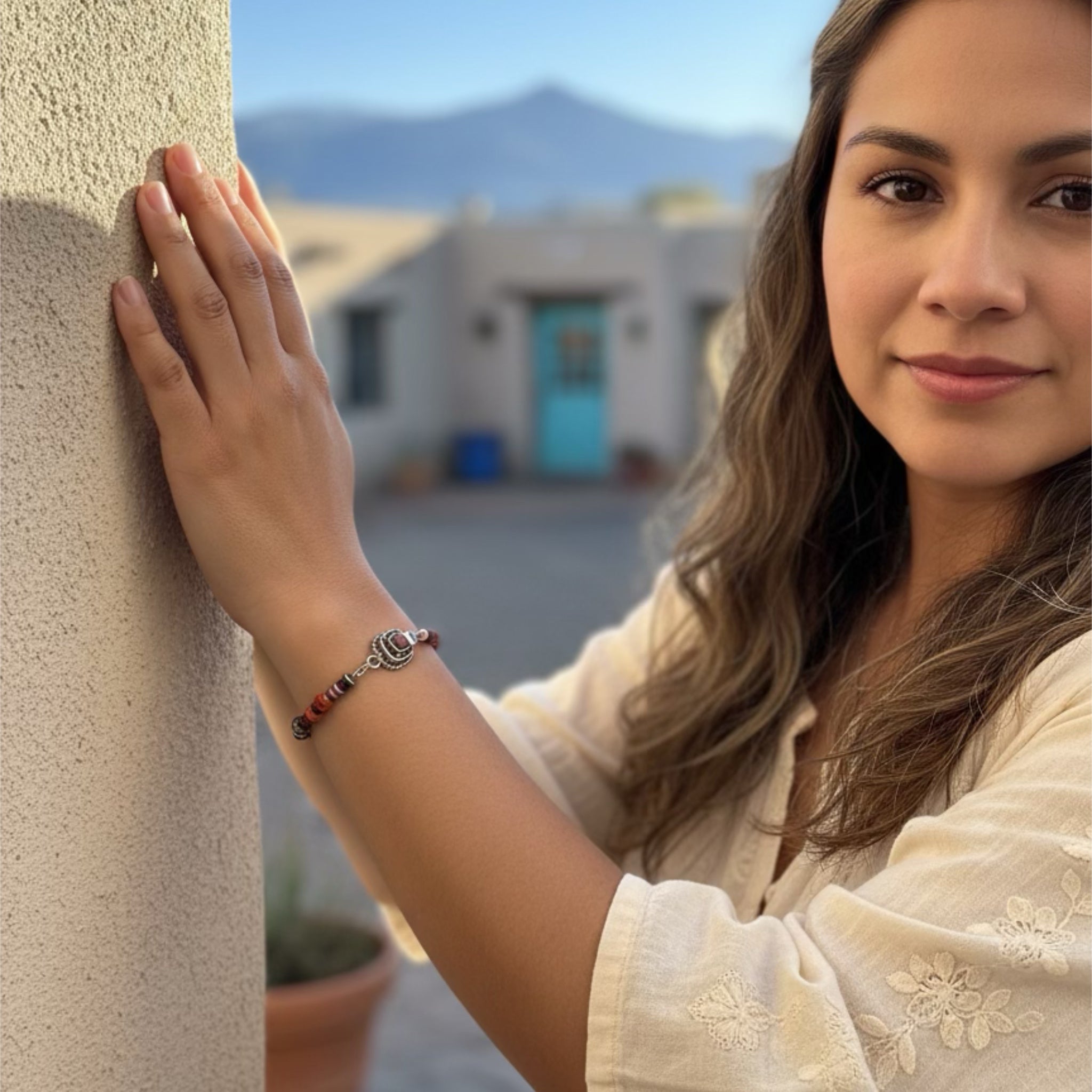 Multi Color Red Purple Bracelet Spiny Oyster 7 and White Buffalo Turquoise
