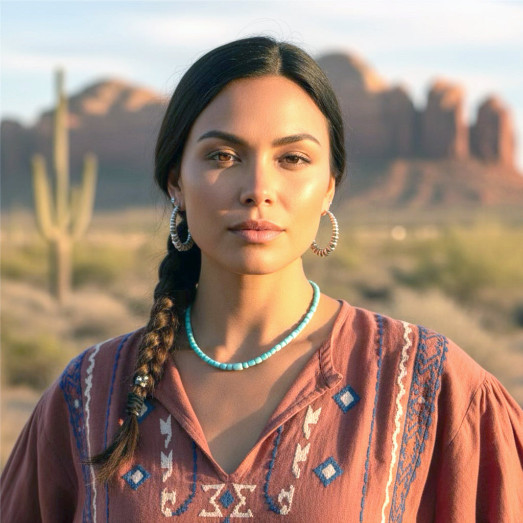 Sleeping Beauty Turquoise Necklace Mixed Shape Sterling 17.5"