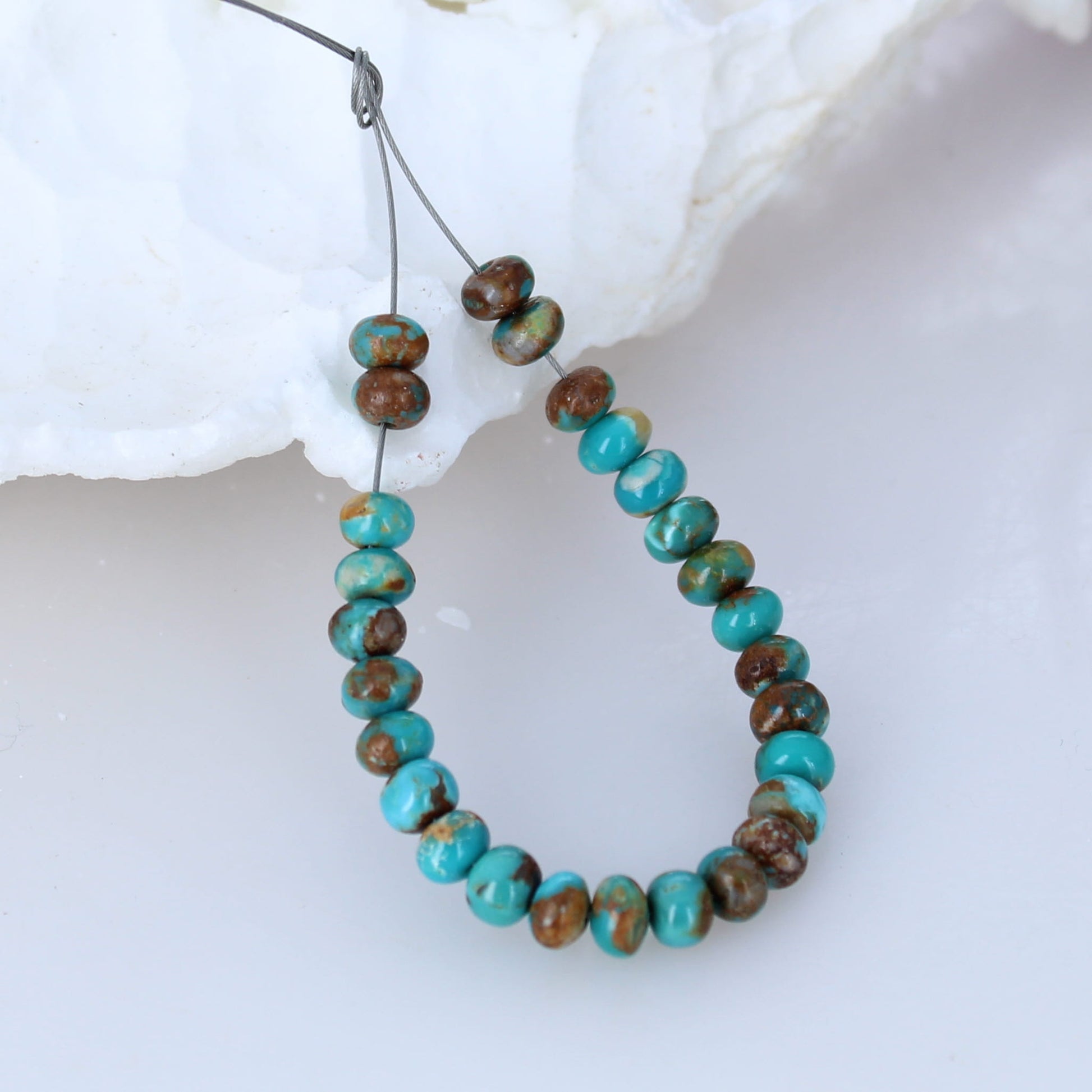 Fox Mine Turquoise Beads 5mm Rondelle Teal Golden 4.5" -NewWorldGems
