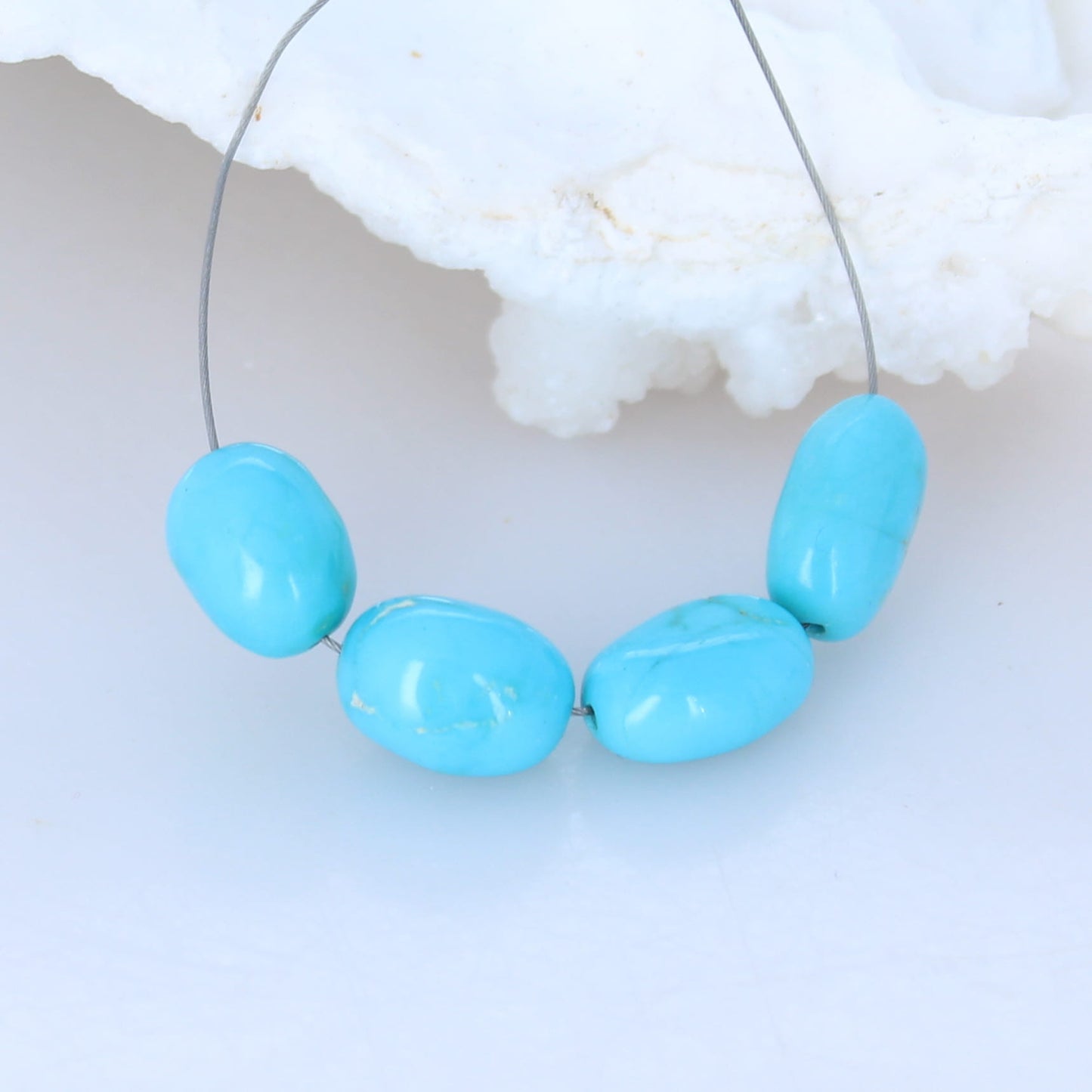 Sleeping Beauty Turquoise Beads Large Ovals 4 Beads