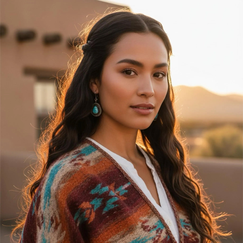 Blue Ridge Nevada Turquoise Earrings Sterling Dangles Southwest Boho