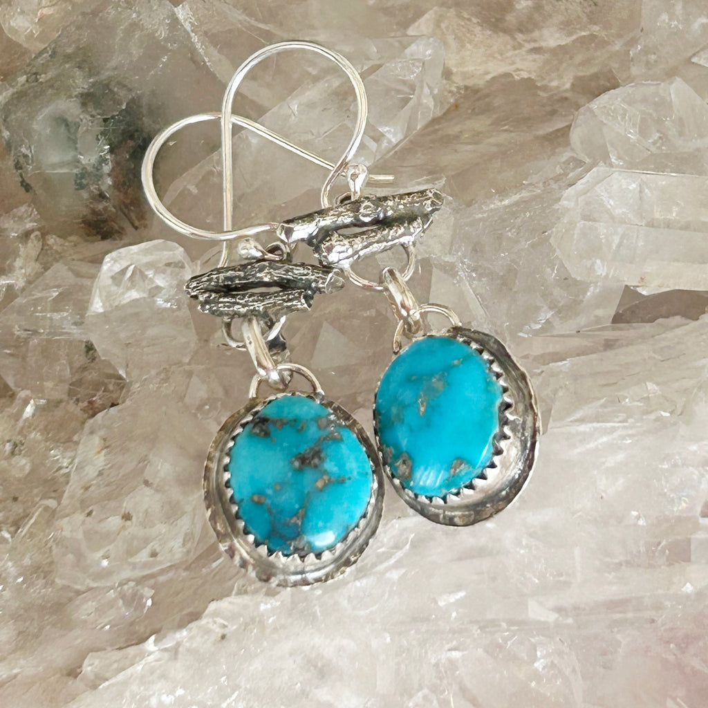 AAA Sleeping Beauty Turquoise Earrings Sterling Willow Branch Style