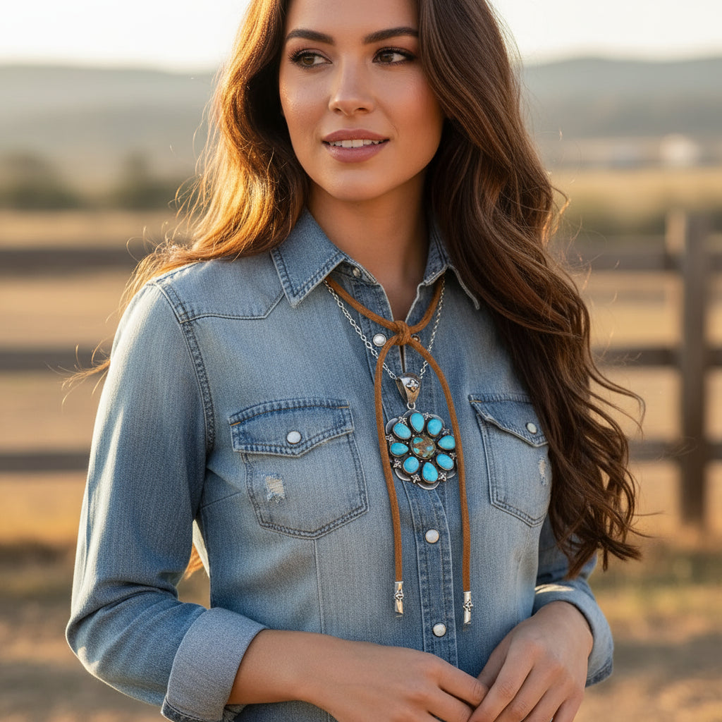 Blue Ridge Beauty Turquoise Pendant Sterling Silver 8 Petal
