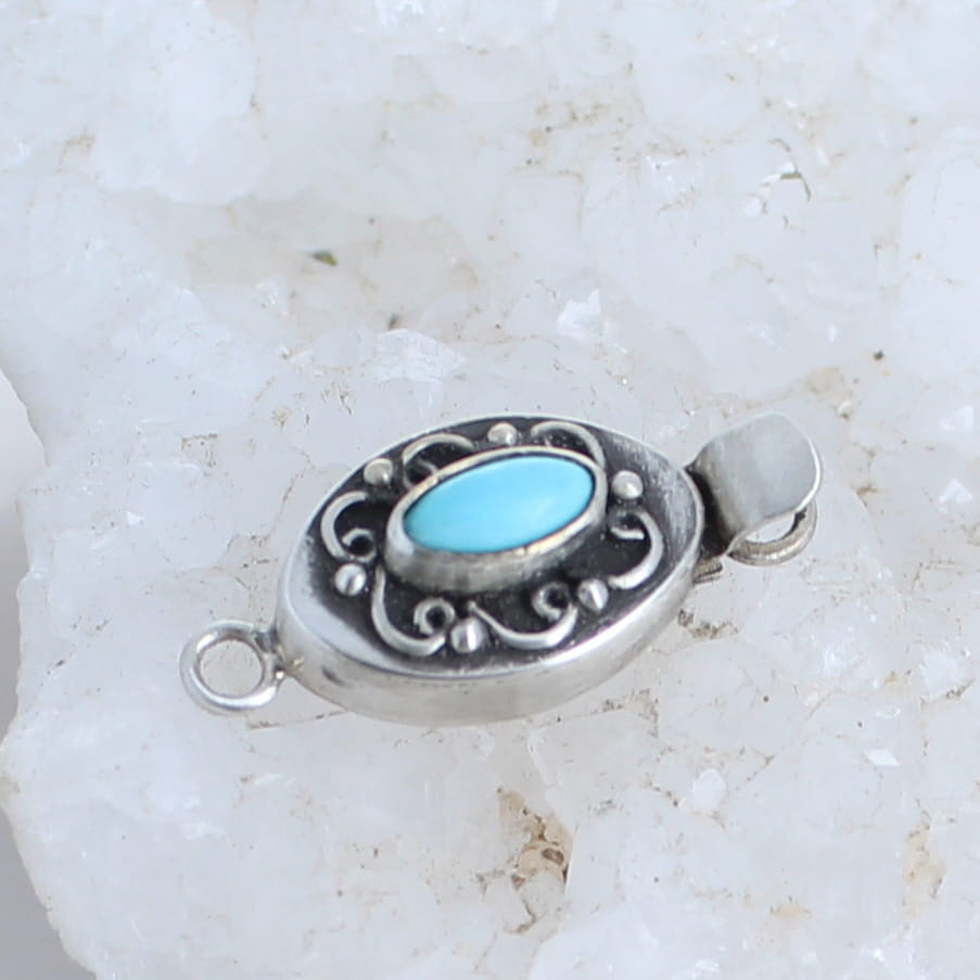 WHITE WATER Turquoise {Mexican} Clasp Sterling Spirals -NewWorldGems