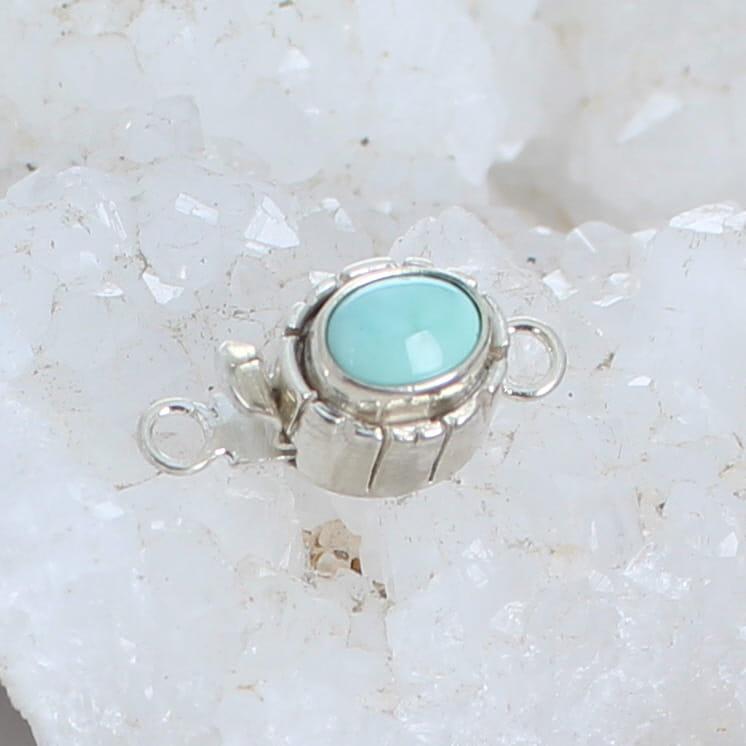 DRY CREEK TURQUOISE Clasp Pale Sky Blue Oval Sterling Southwest Design -NewWorldGems