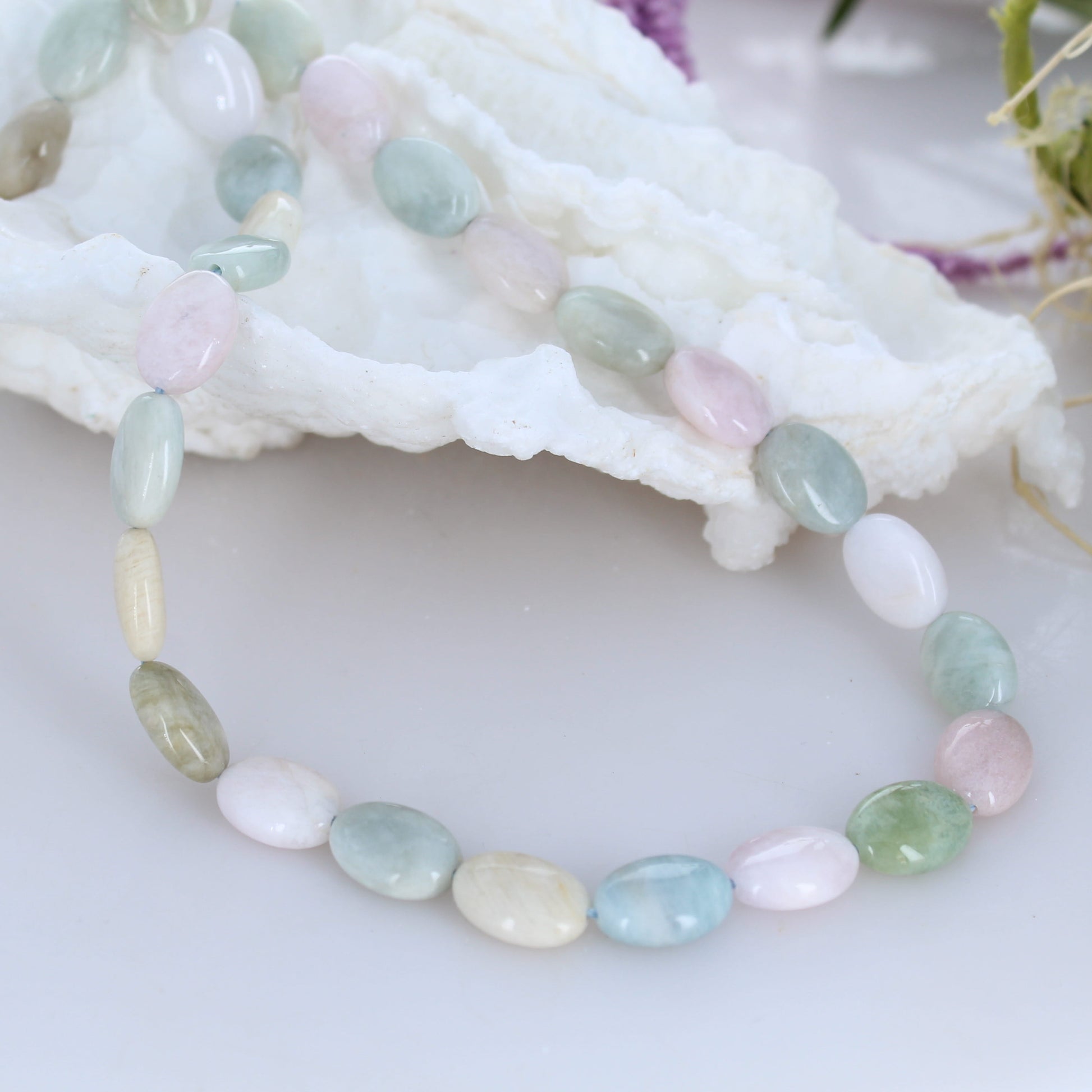 Pastel Aquamarine Beads Oval Multi Color 14X10mm 16" -NewWorldGems