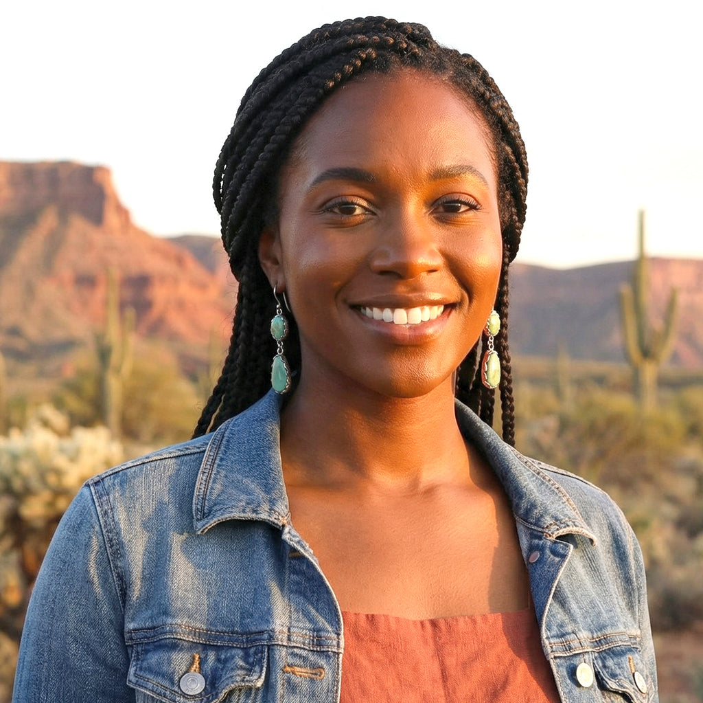 Beautiful Hubei Turquoise Earrings 2 Stone Green Blue Sterling