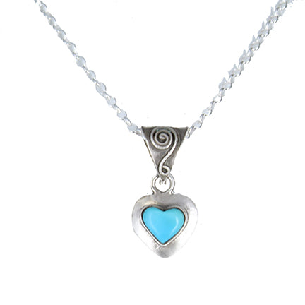 Exquisite Sleeping Beauty Turquoise Heart Pendant Sterling