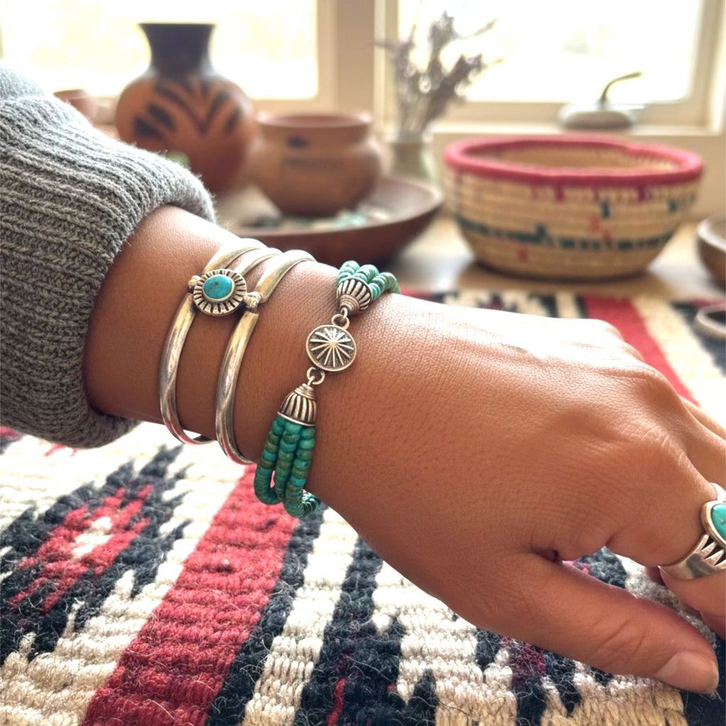 SONORAN TURQUOISE BRACELET Blue Green 3 Strands NewWorldGems