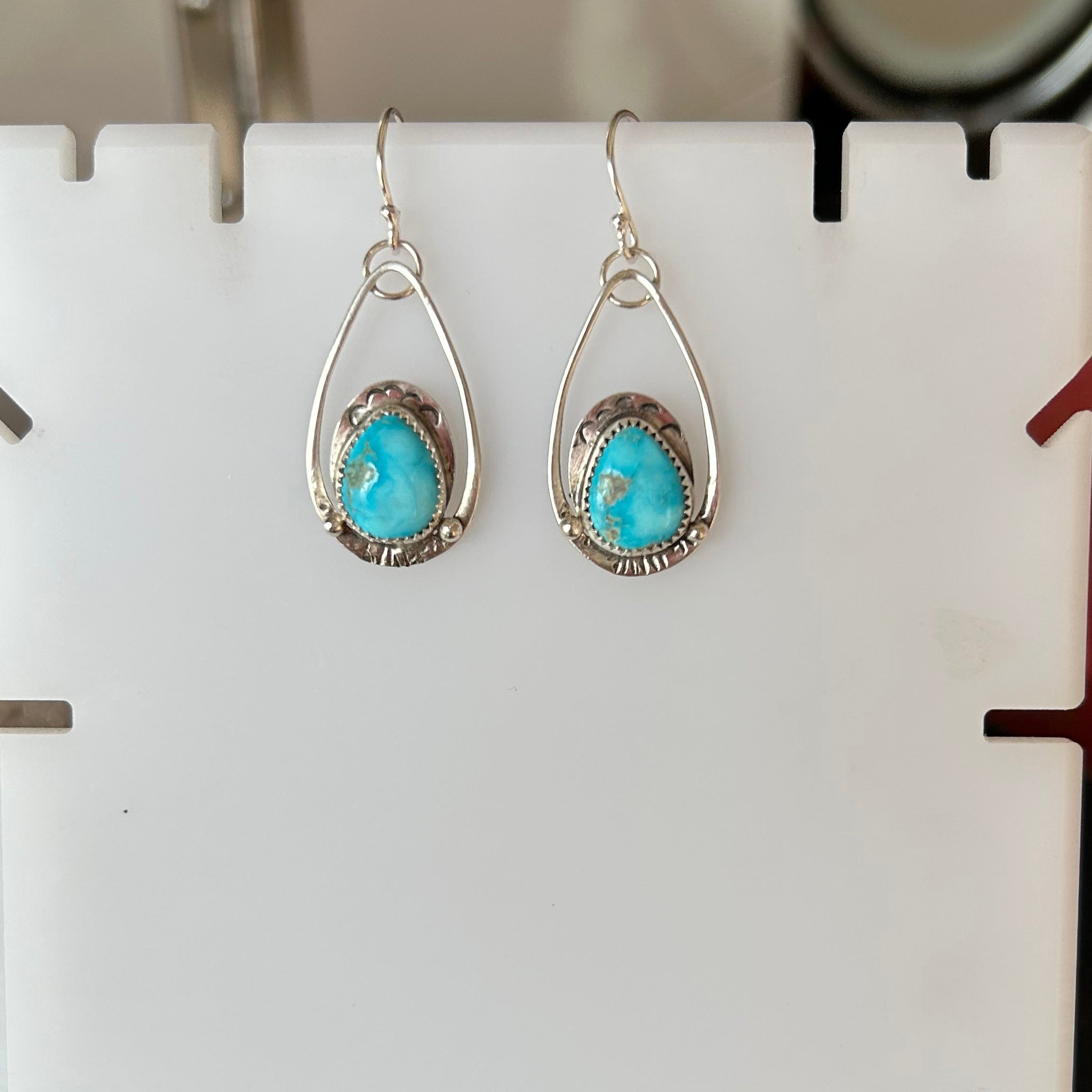 SLEEPING BEAUTY TURQUOISE Earrings Teardrops Sterling NewWorldGems 1.75"