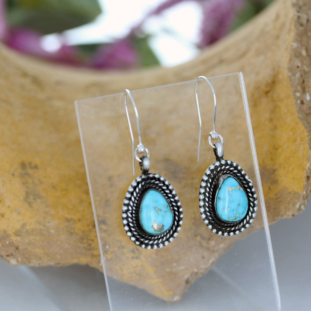 Blue Ridge Nevada Turquoise Earrings Sterling Dangles Southwest Boho