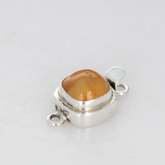 Orange Chalcedony Clasp 10mm Sterling Silver Classic Style