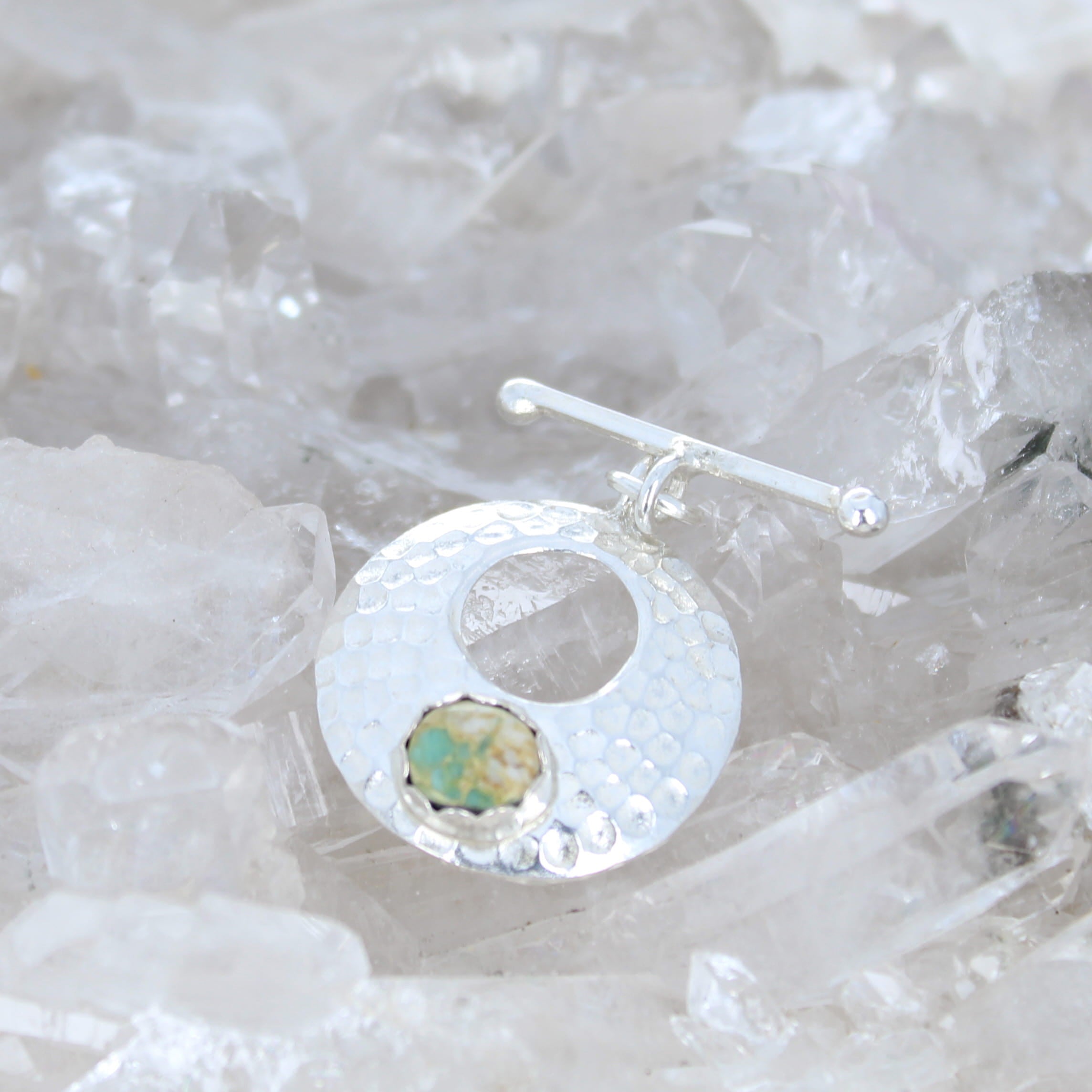 Mint Green Royston Turquoise Toggle Clasp Sterling 24mm