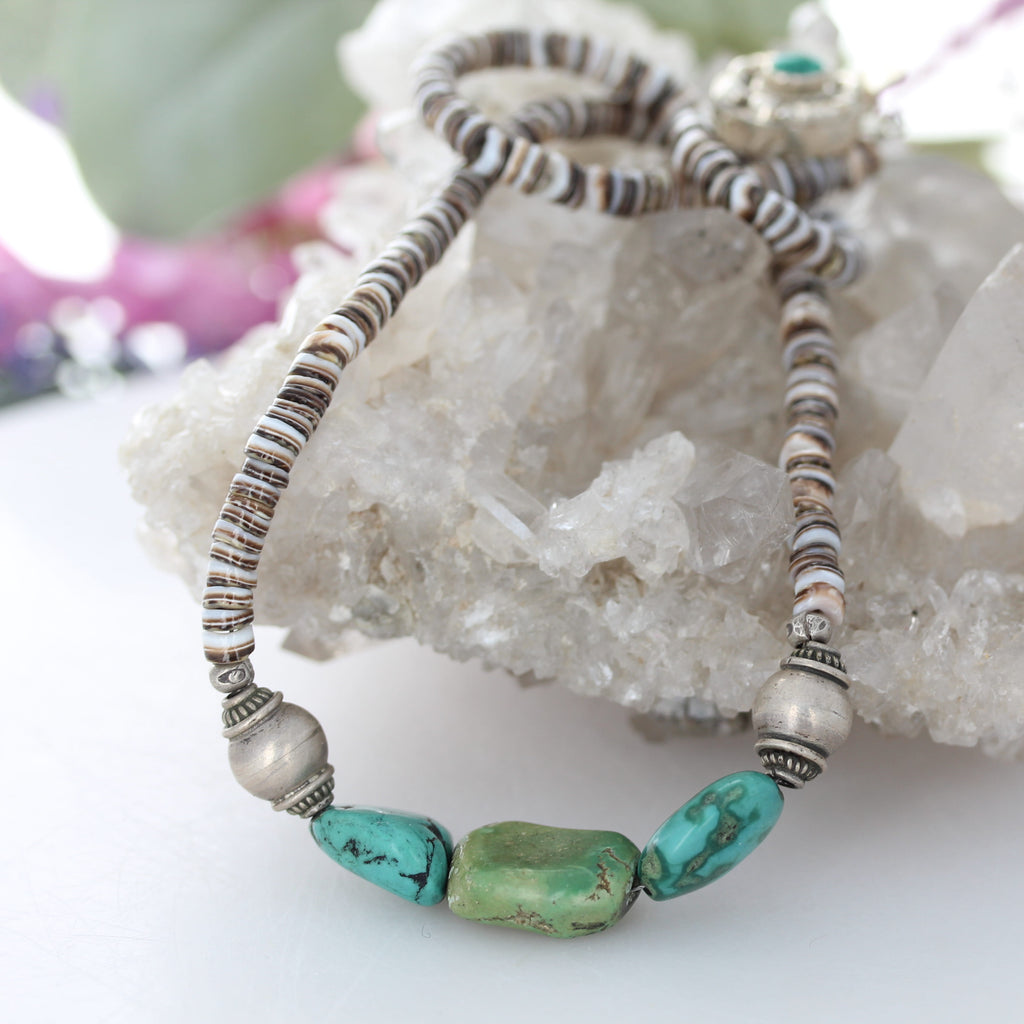 Antique TIBETAN TURQUOISE and CORAL Necklace 19"