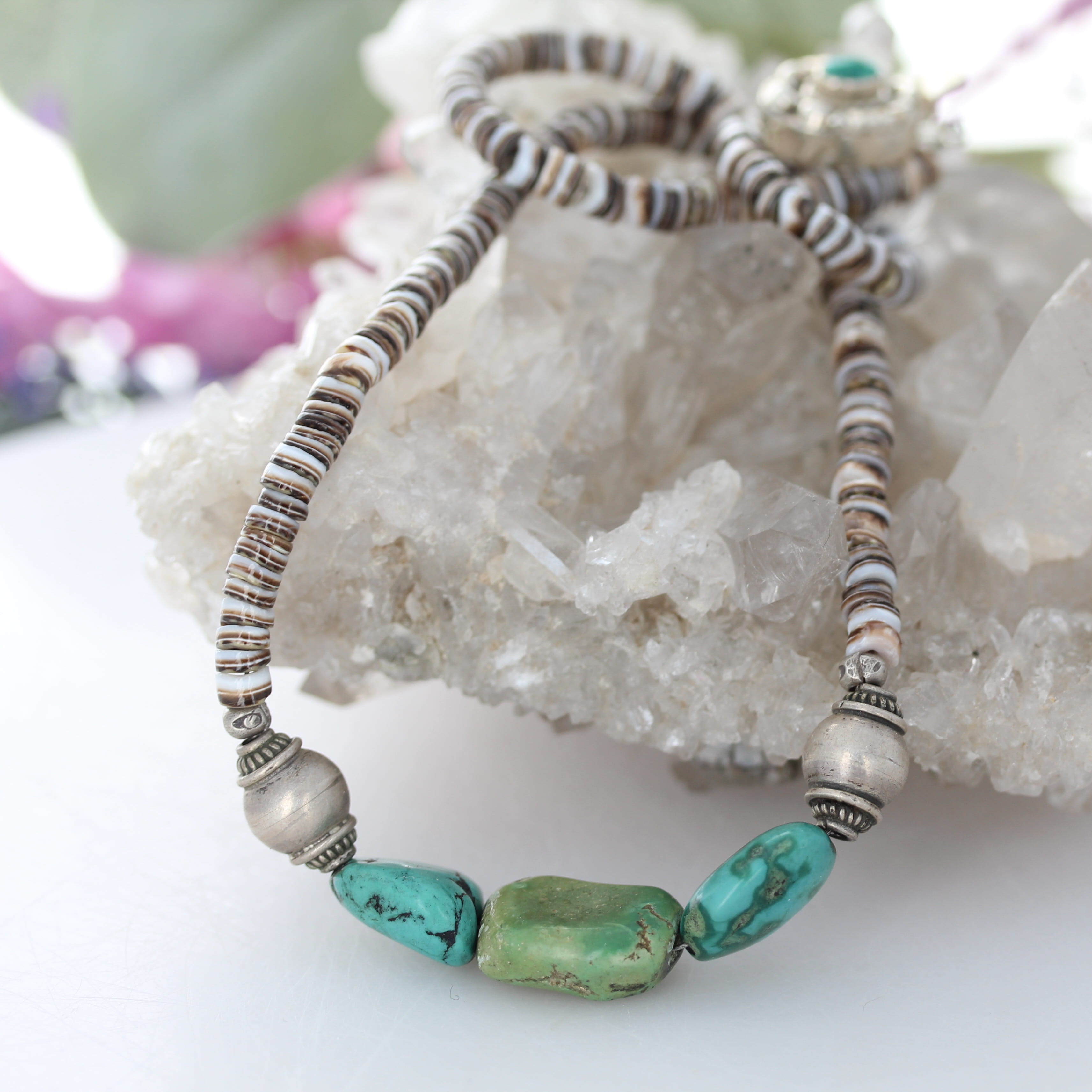 Antique TIBETAN TURQUOISE and CORAL Necklace 19"