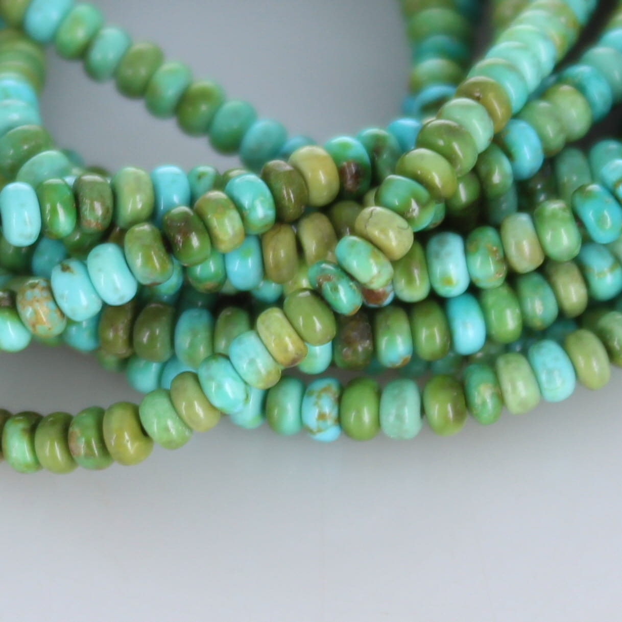 SONORAN GOLD Turquoise Beads Gorgeous Green Blue 3mm Rondelles