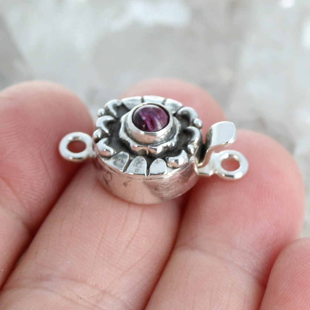 PURPLE SPINY OYSTER Clasp Sterling Moon Petal Design