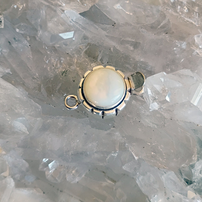 MOTHER OF PEARL Clasp 10mm Round Southwestern Style Sterling