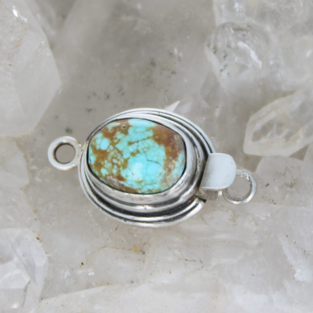 Carico Lake Turquoise Sterling Clasp Southwestern Style Large 12x10mm