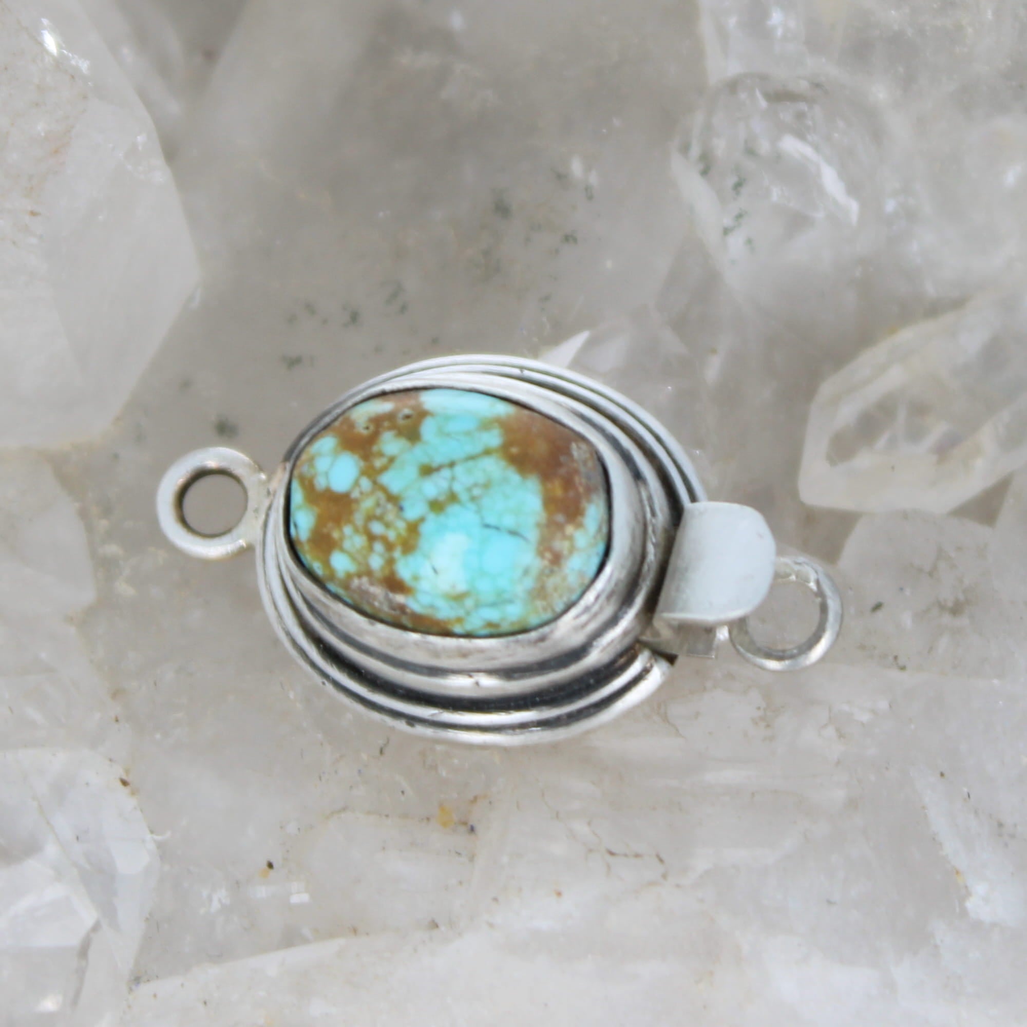 Carico Lake Turquoise Sterling Clasp Southwestern Style Large 12x10mm