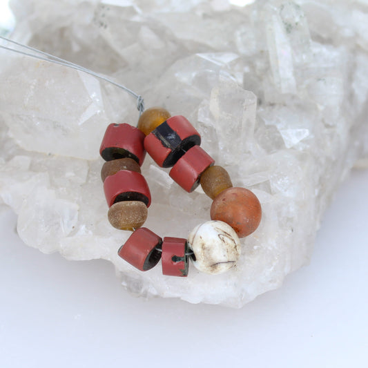 TIBETAN CARNELIAN Bead Assortment Antique Carnelian Shell African Trade