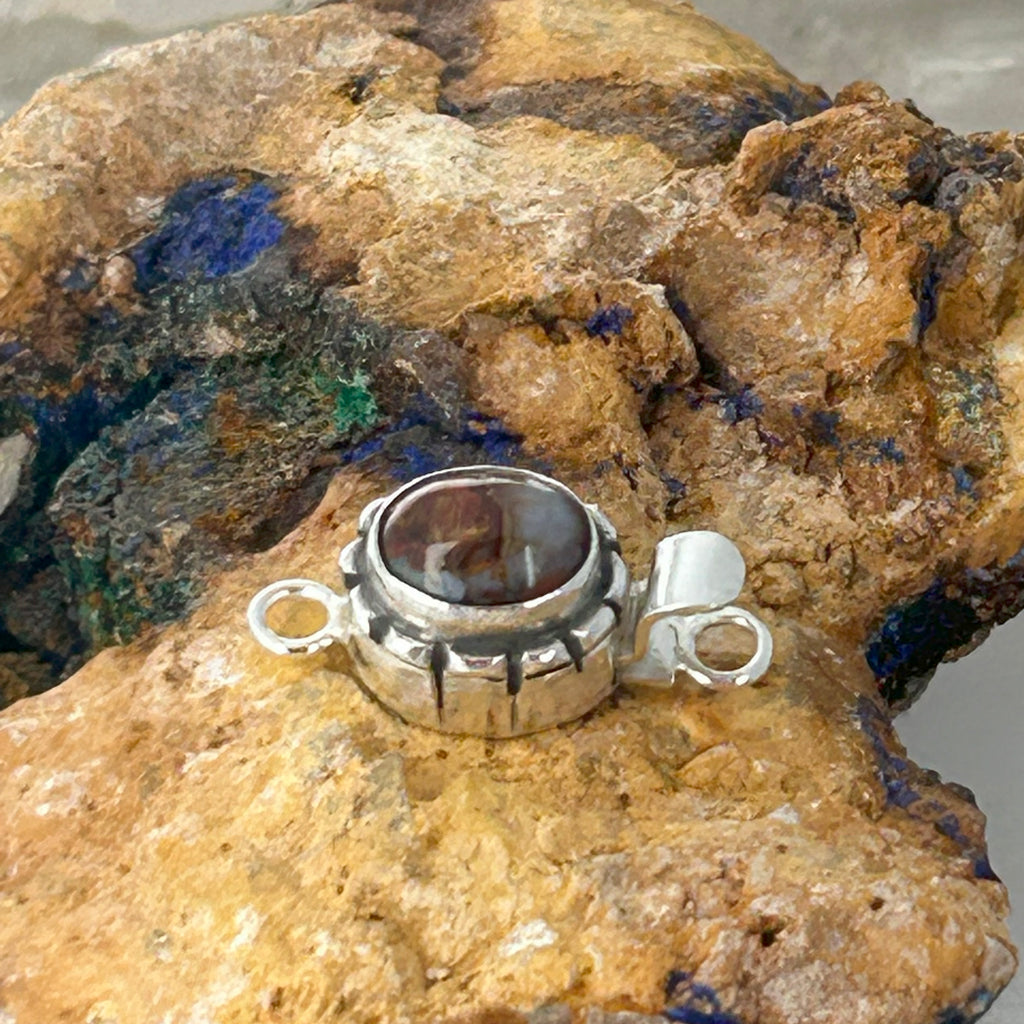 Cream Red Golden Peitersite Clasp Sterling Silver Southwest Style