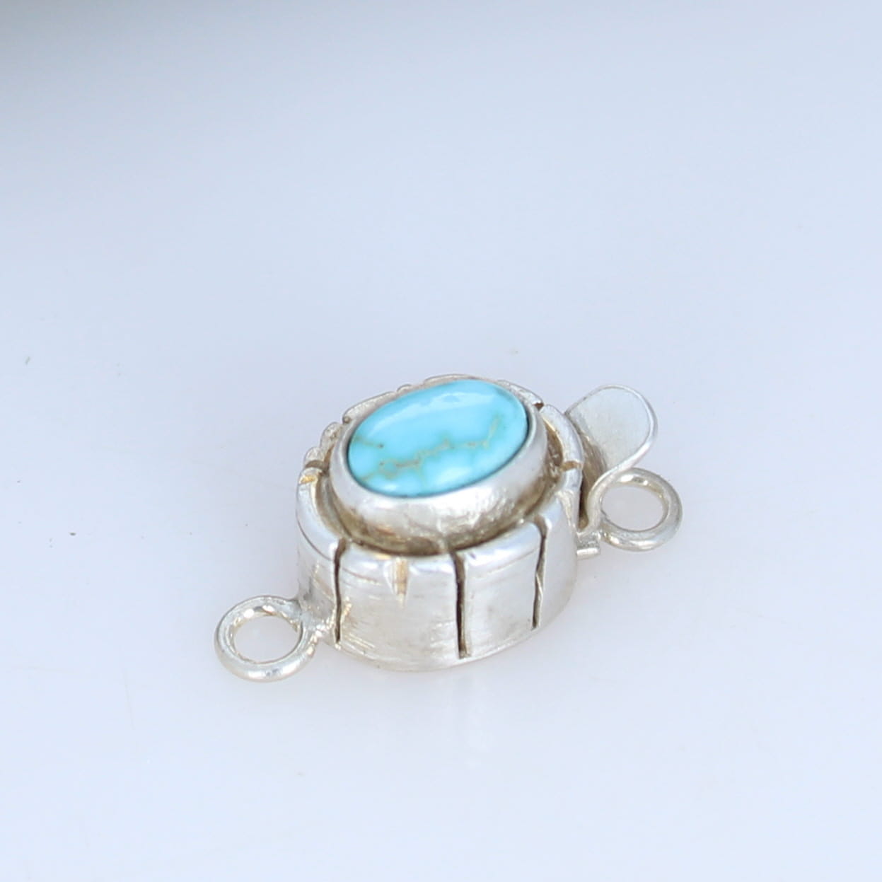 DRY CREEK TURQUOISE Clasp Pale Sky Blue Oval Sterling 5x7mm -NewWorldGems