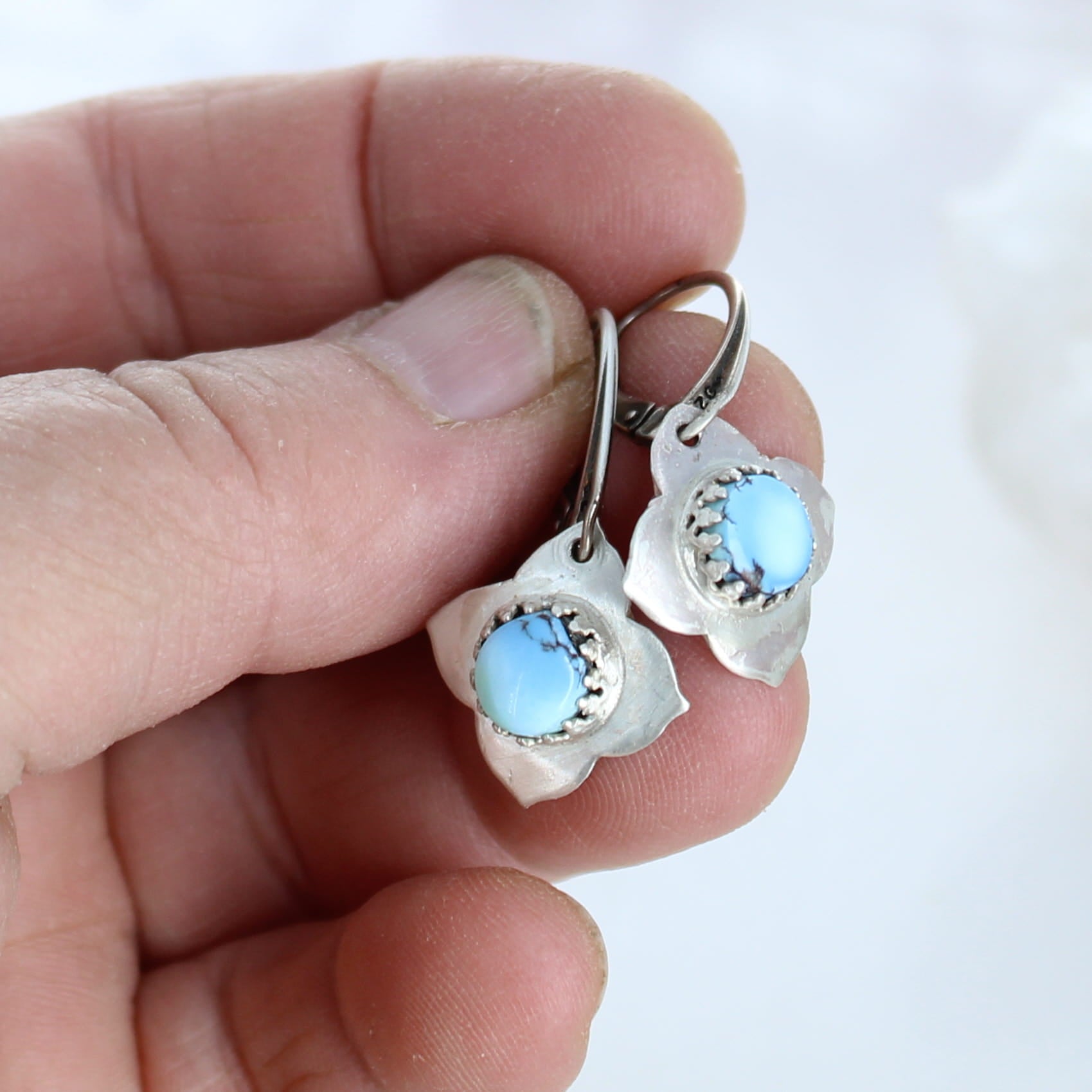Kazakhstan Small Flower Earrings Sterling -NewWorldGems
