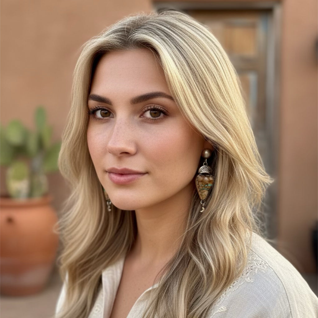 Gorgeous Royston Turquoise Heart Earrings with Moons Southwest