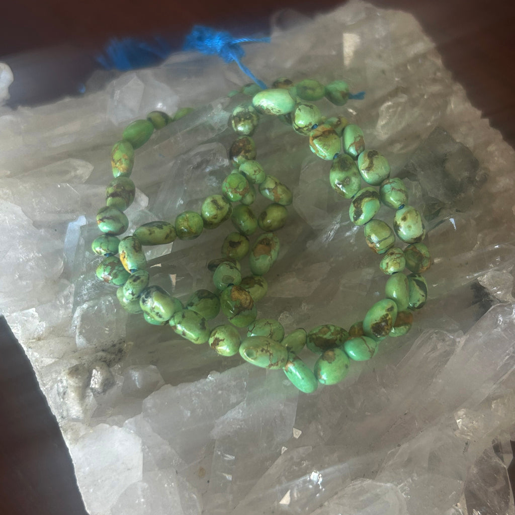 AAA Sonoran Gold Turquoise Beads Bright Lime Green Semi Round 5.5-7mm 16"