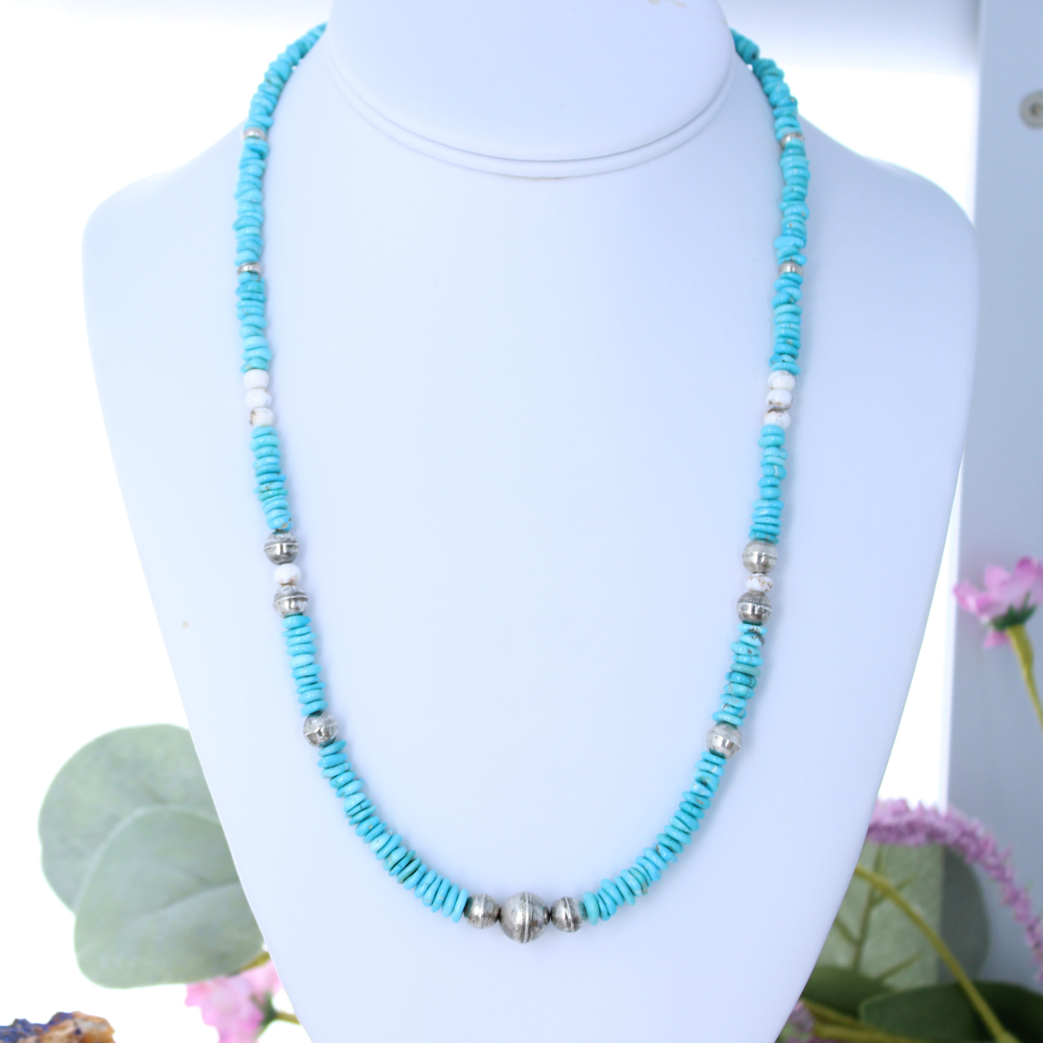 Lone Mountain Turquoise Necklace Spiny Oyster Pendant Sterling Beads