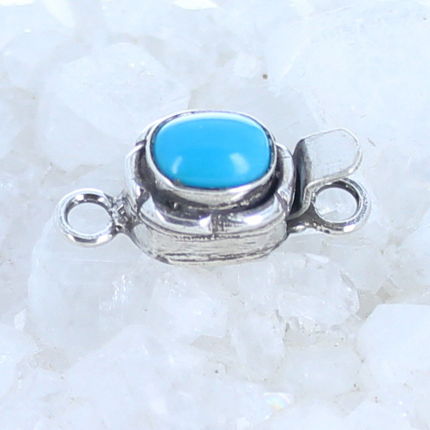 Sleeping Beauty Turquoise Sterling Clasp Oval 6x8mm Southwest -NewWorldGems