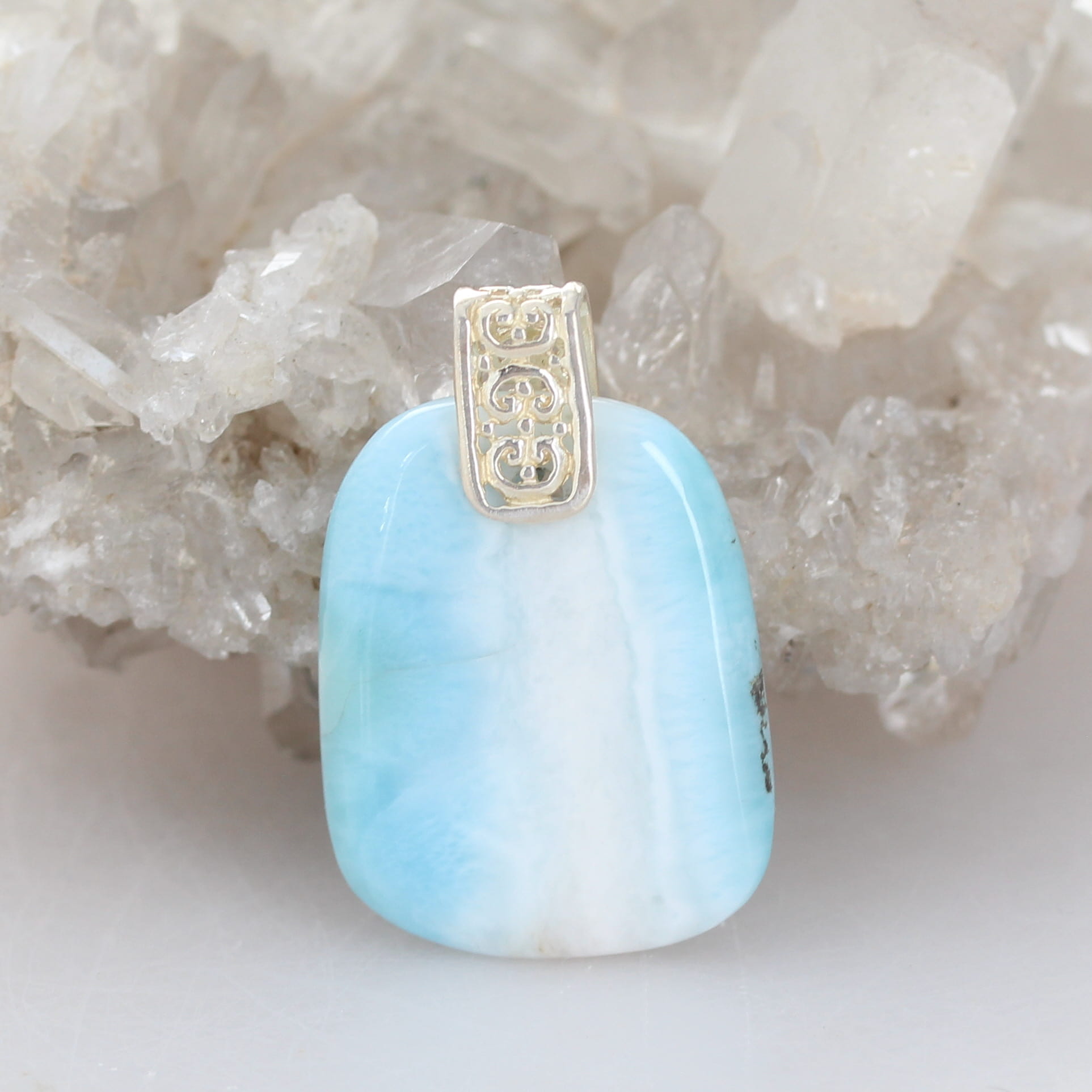LARIMAR PENDANT Large Free Form Sterling Silver #2