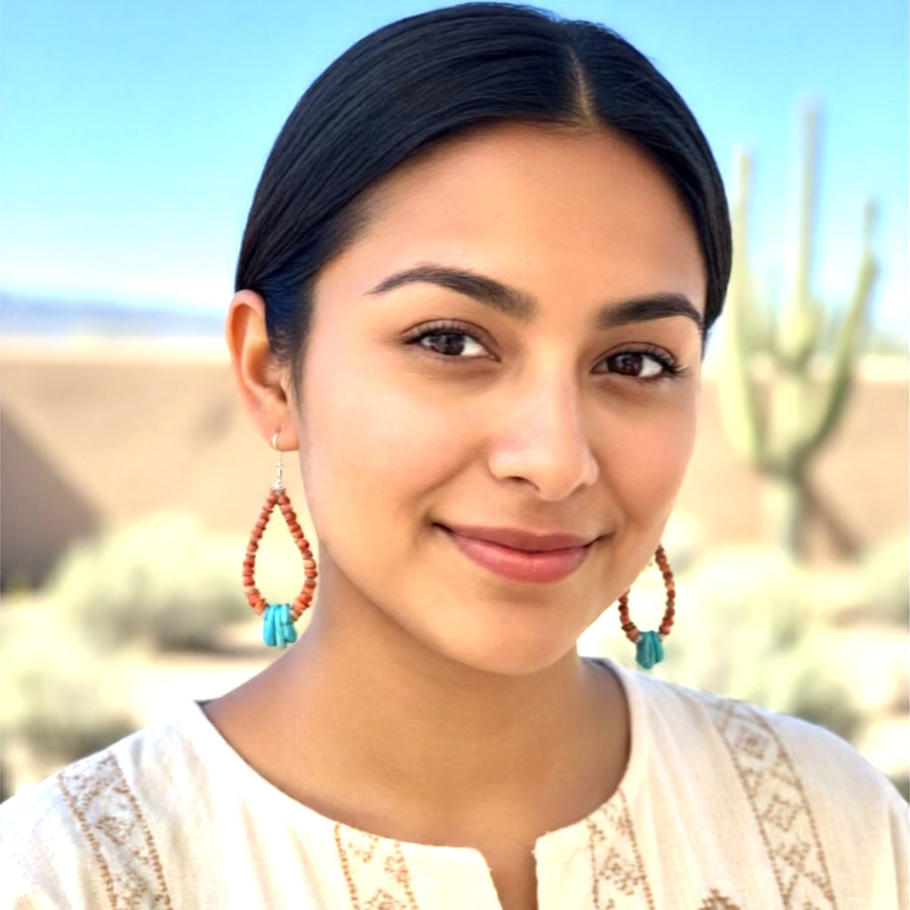 Sleeping Beauty Turquoise and Spiny Oyster Earrings Sterling Silver Jacla