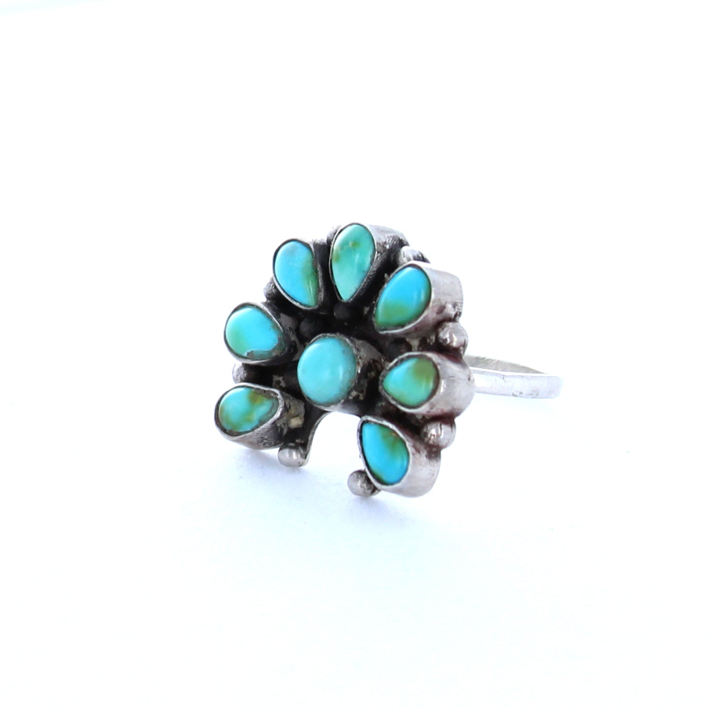 Sonoran Mountain Turquoise Naja Moon Ring Sterling Small Size 7 -NewWorldGems