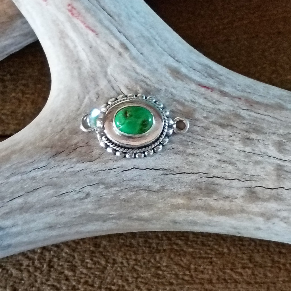 Sonoran Lime Green Turquoise Sterling Silver Clasp 6x8mm Oval Ball Wire Southwestern Design