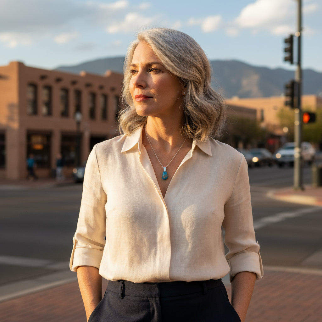 Vivid Blue PERUVIAN OPAL Teardrop Necklace Pendant Sterling Bail