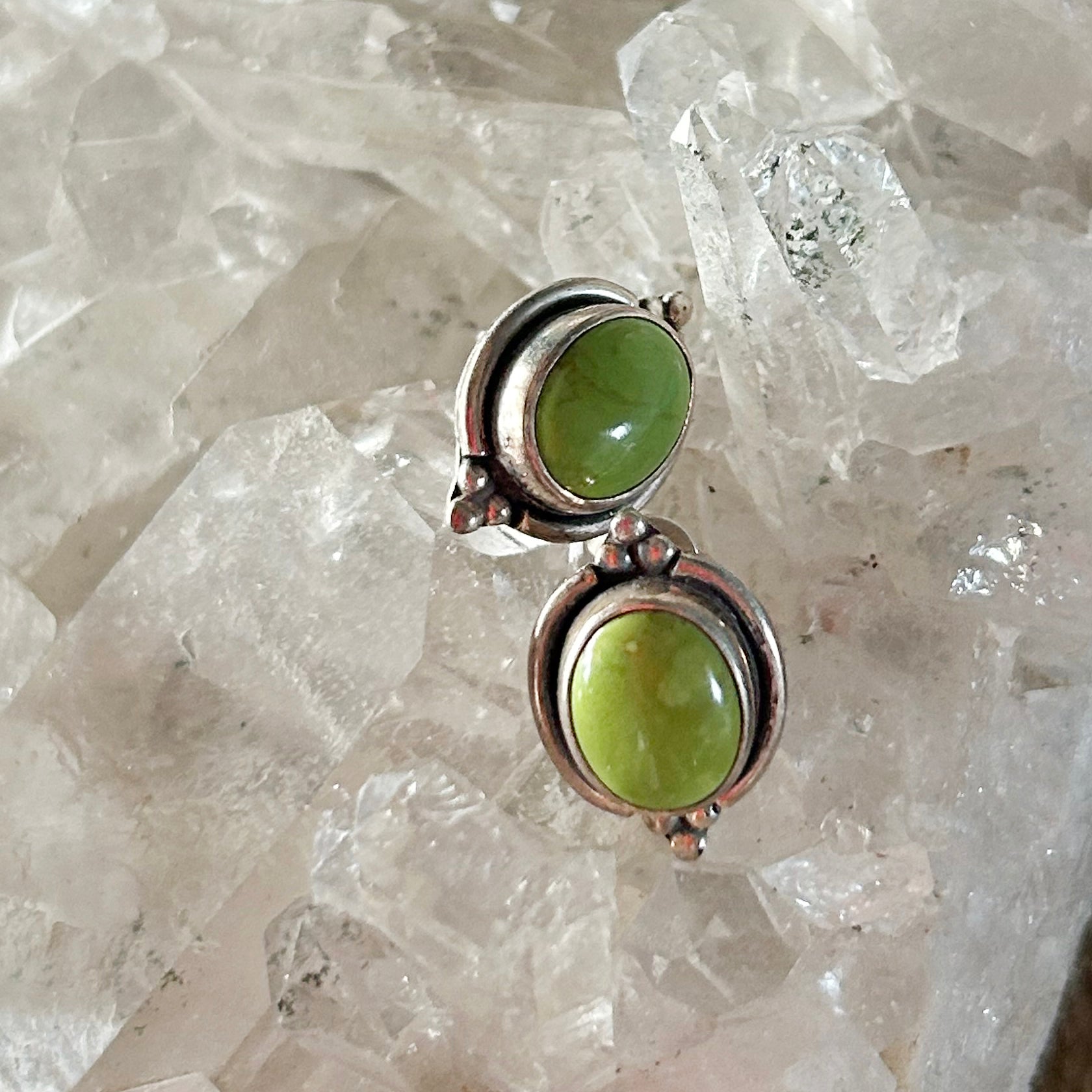 Gaspeite Earrings Sterling Southwest Style Posts Studs