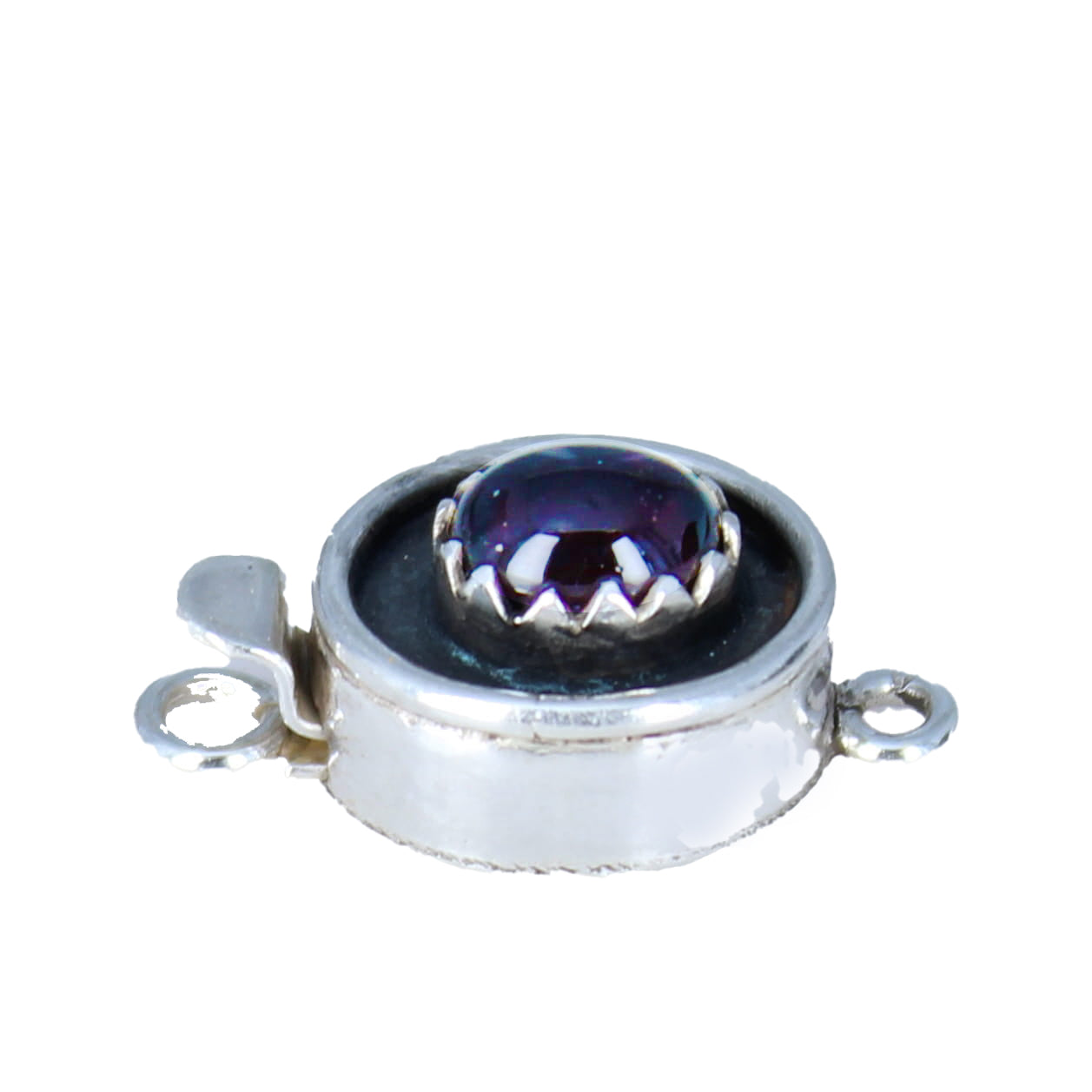 Garnet Clasp Sterling Oval 8X6mm Crown Bezel