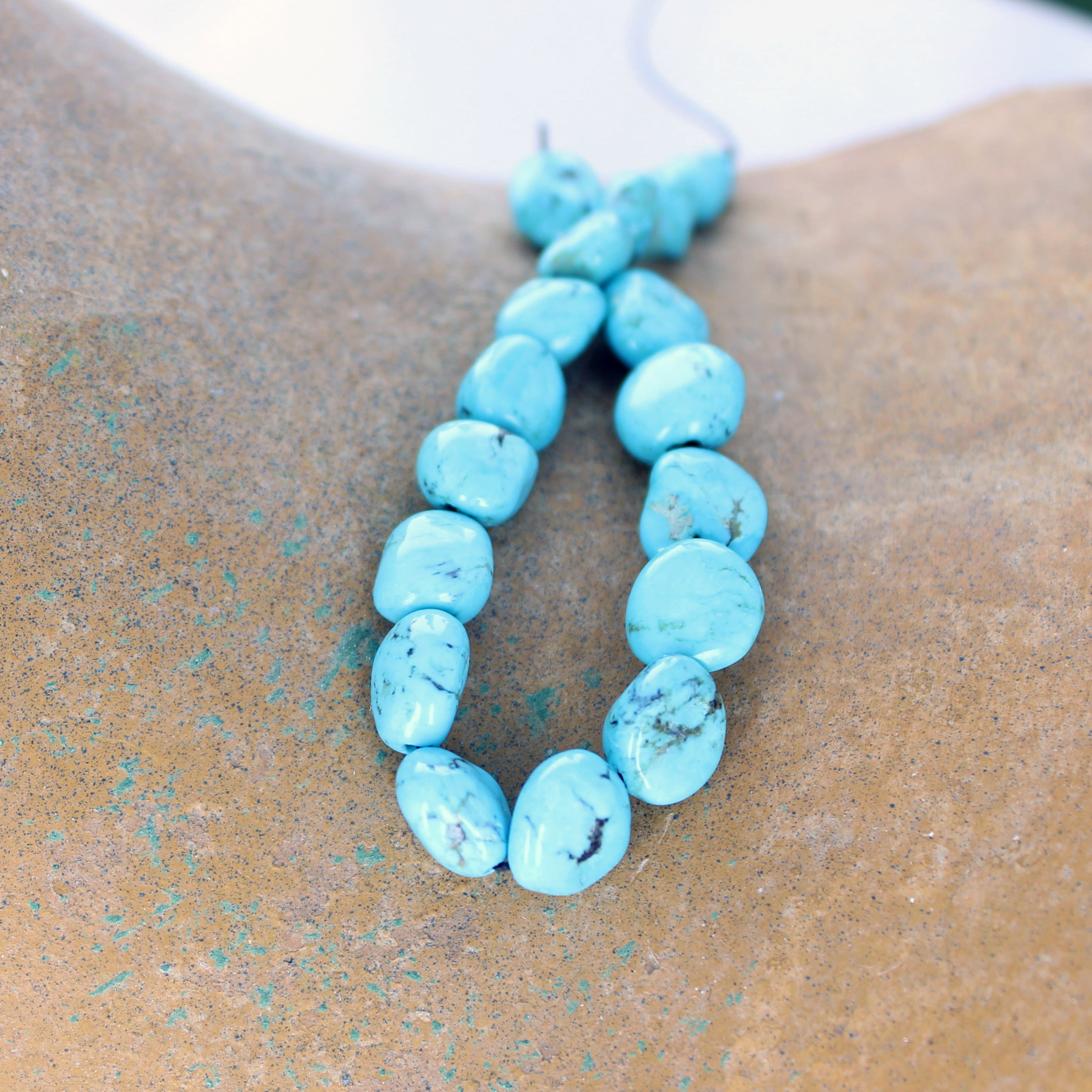 Sierra Nevada Turquoise Beads Nevada Potato Shape 7.5"