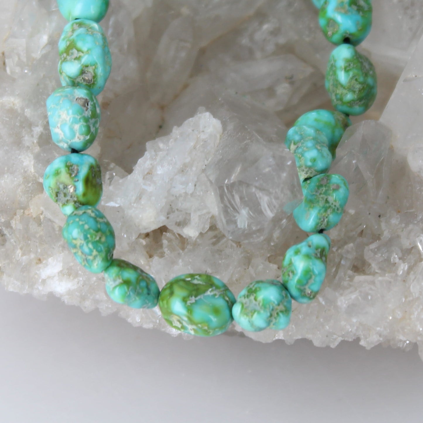 Gorgeous Sonoran Gold Turquoise Beads Blue and Lime 8"