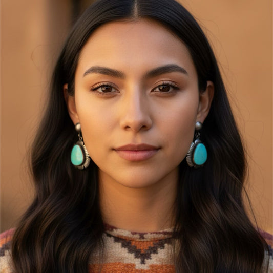 Beautiful Sky Blue Kingman Mine Turquoise Earrings Feathered,
