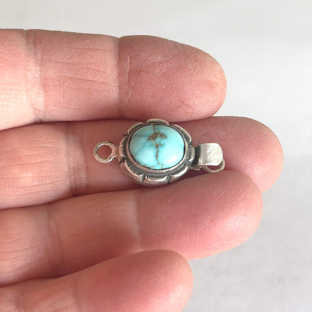DRY CREEK TURQUOISE Clasp Sky Blue Southwest Sterling 11.5x9.5mm
