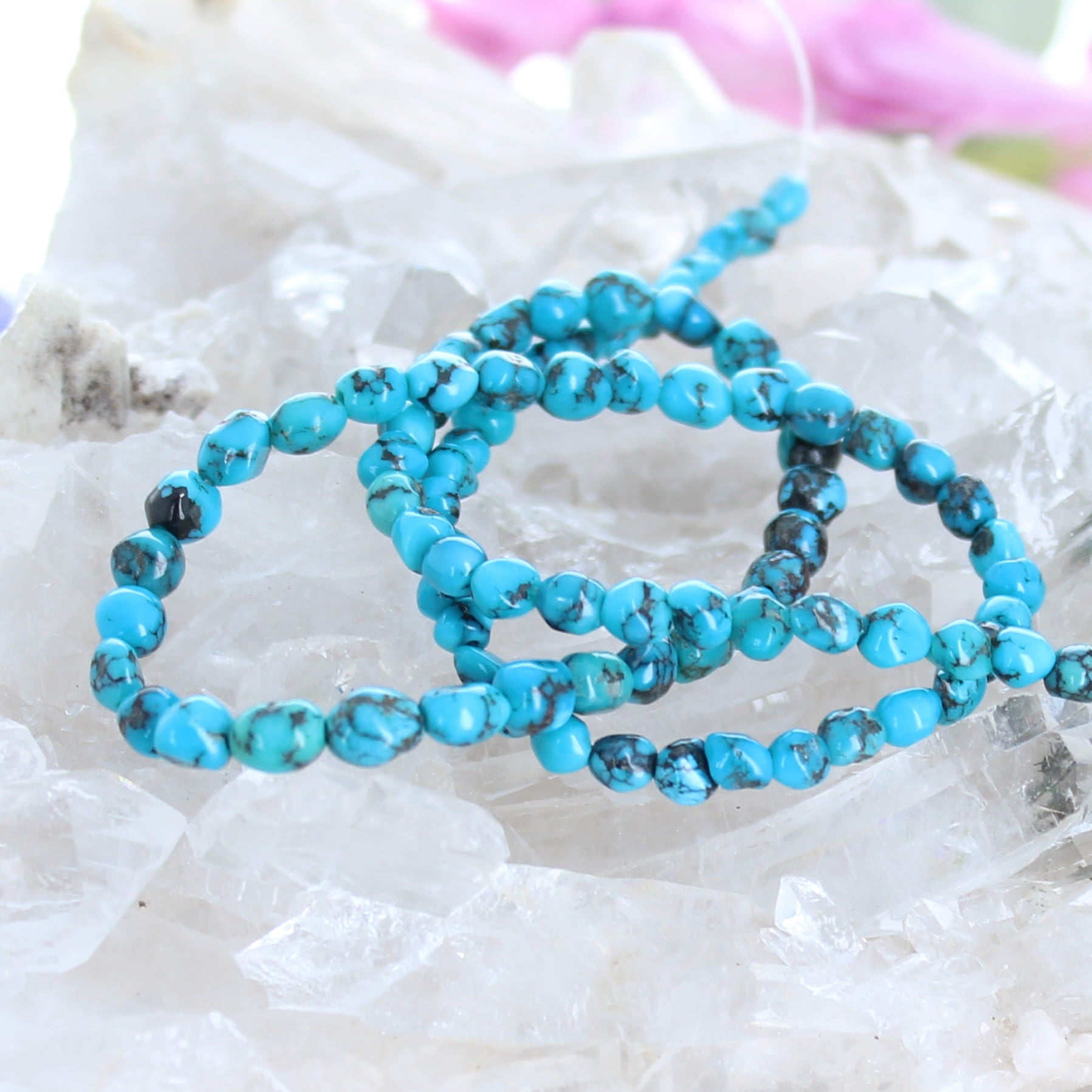 Brilliant Blue Hubei TURQUOISE BEADS Potato 3-5mm